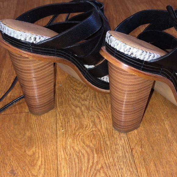 Calvin Klein Black & Grey Snakeskin Patterned Strappy Heels - Picture 8 of 8